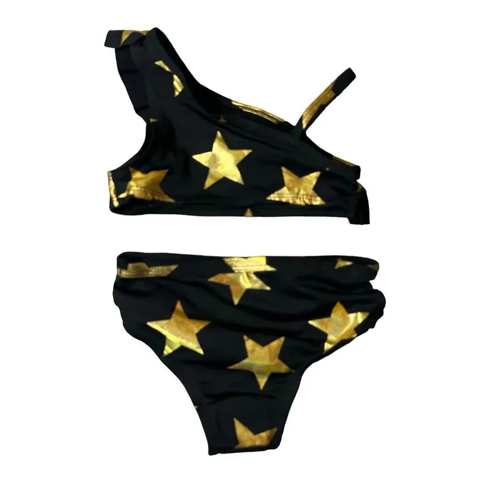 Pink Platinum Swimsuit Toddler Girls 2T Black One Shoulder Pullover Bikini NEW‎